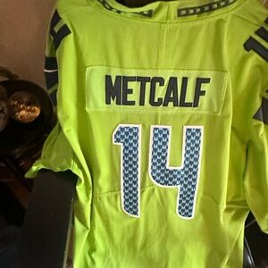 NFL Nike -Bright Green Jersey Seattle Seahawks -Metcalf with Gray Accents